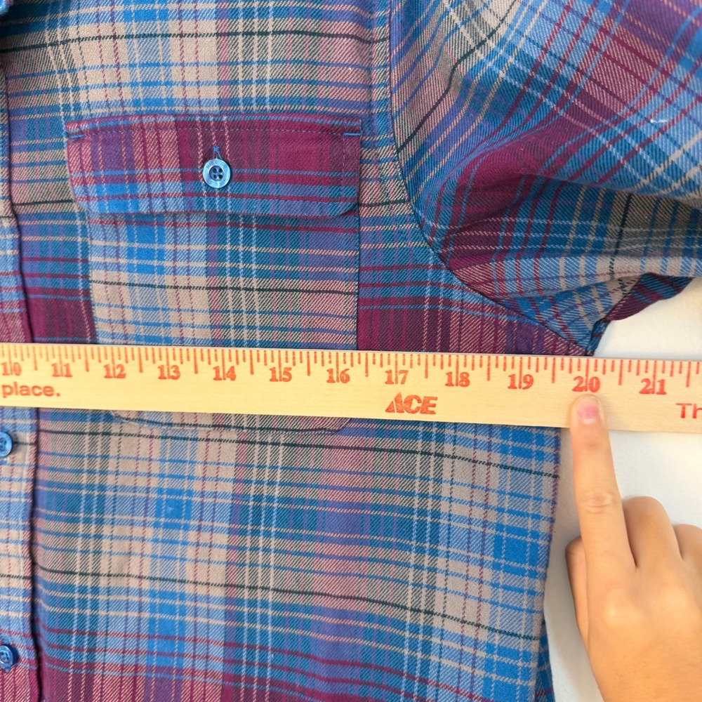 Nike SB Flannel Shirt Mens Medium Blue Purple Plaid Long Sleeve Skate Streetwear - Picture 9 of 14